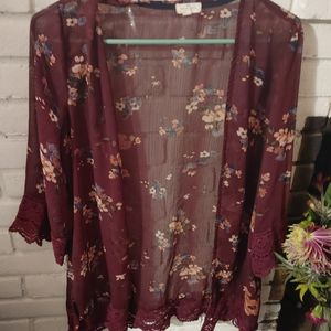Maroon Flower Kimono